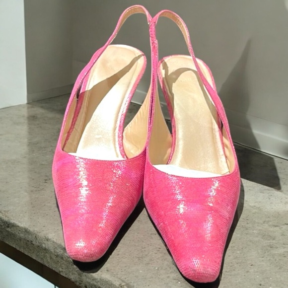 Paul Melian Made in Spain Women’s Cleo Fuchsia Leather Closed Toe Slingback Heel - Picture 9 of 16